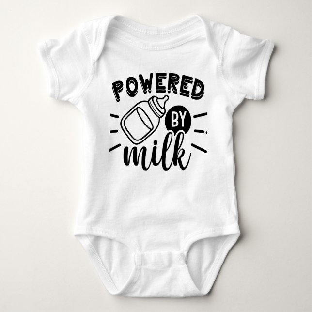 Powered by Milk Baby Bodysuit – Funny Baby Shower  (Front)