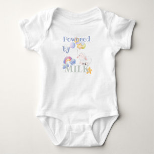 Powered by milk- sheep and balloons baby bodysuit