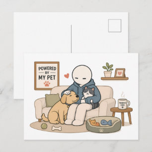 Powered By My Pet Funny Pet Lover Meme Postcard