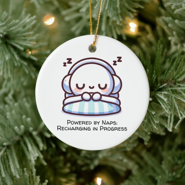 Powered by Naps: Recharging in Progress Ceramic Ornament (Tree)
