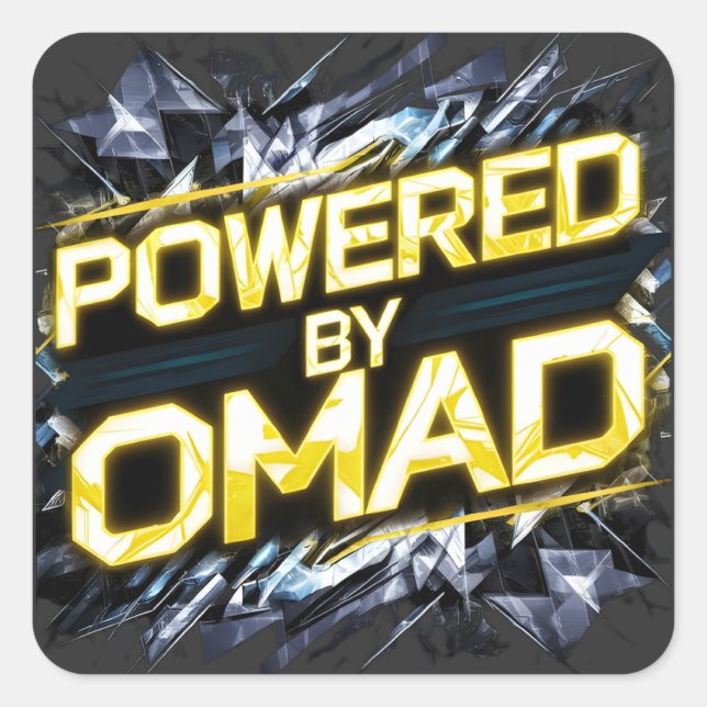 Powered by Omad Graphic Art Design Square Sticker (Front)