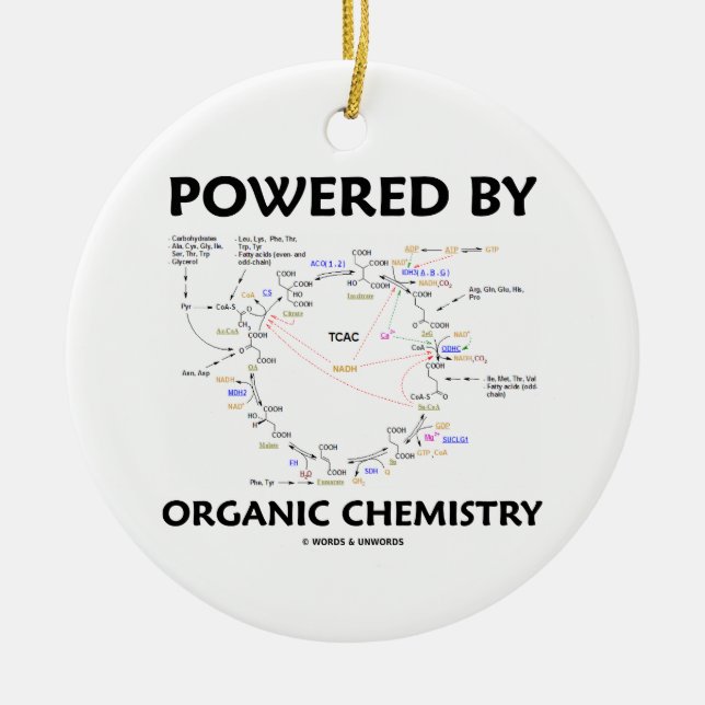 Powered By Organic Chemistry (Krebs Cycle) Ceramic Ornament (Front)