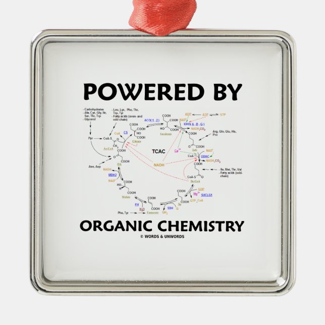 Powered By Organic Chemistry (Krebs Cycle) Metal Ornament (Front)