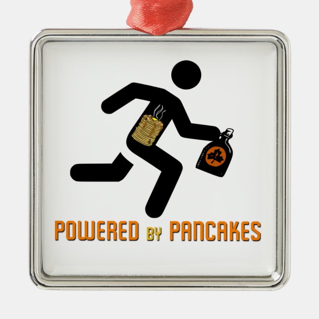 Powered by Pancakes Metal Tree Decoration (Front)