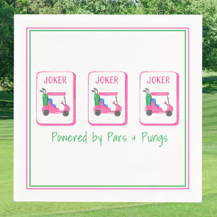 Powered by Pars & Pungs / Pink Golf Cart Mahjong Napkin