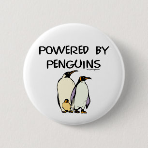 Powered By Penguins 6 Cm Round Badge