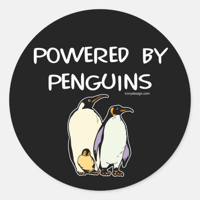 Powered By Penguins Classic Round Sticker (Front)