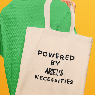 Powered by Personalized Funny Quirky Gift Tote Bag