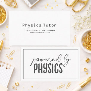 Powered by physics, private lessons business card