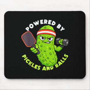 Powered by pickles and pickleball lovers men women mouse pad
