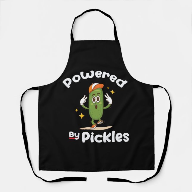 Powered By Pickles Food Pickle Funny Apron (Front)
