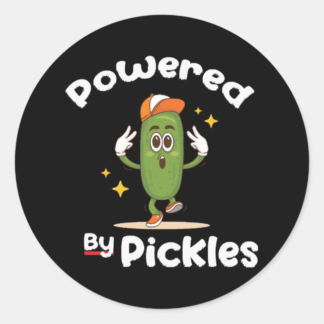 Powered By Pickles Food Pickle Funny Classic Round Sticker (Front)