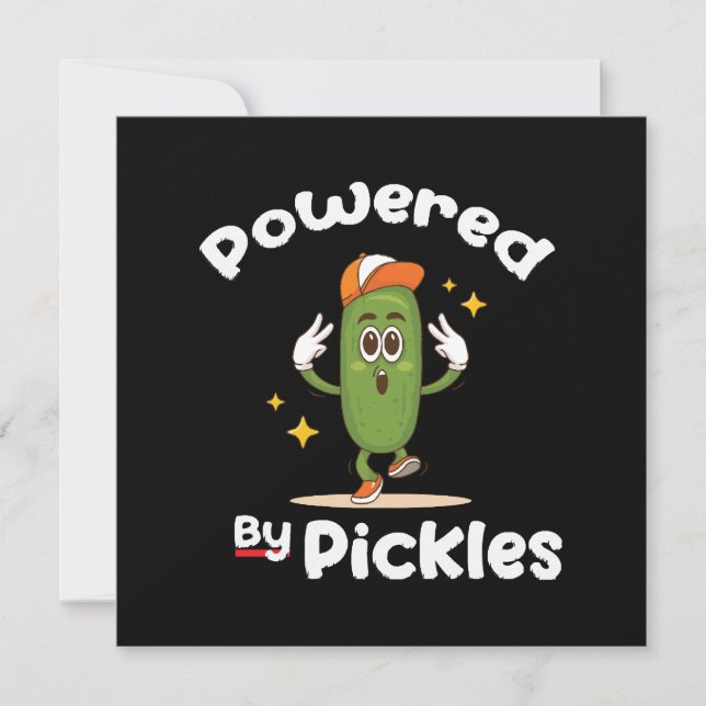 Powered By Pickles Food Pickle Funny Invitation (Front)