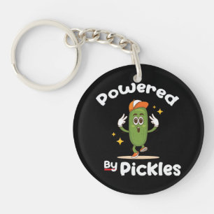 Powered By Pickles Food Pickle Funny Key Ring