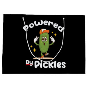 Powered By Pickles Food Pickle Funny Large Gift Bag
