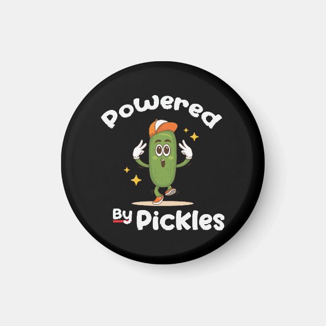 Powered By Pickles Food Pickle Funny Magnet (Front)