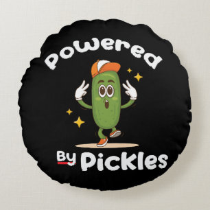 Powered By Pickles Food Pickle Funny Round Cushion