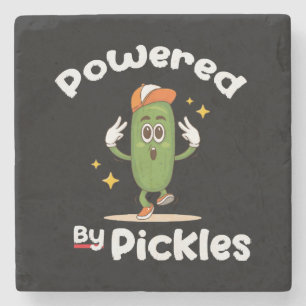 Powered By Pickles Food Pickle Funny Stone Coaster