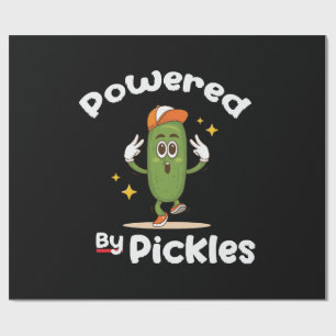 Powered By Pickles Food Pickle Funny Wrapping Paper