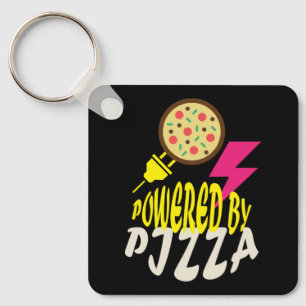 Powered by Pizza – Fun Food Lover Design Key Ring