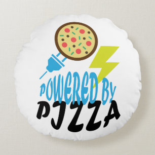 Powered by Pizza – Fun Food Lover Design Round Cushion
