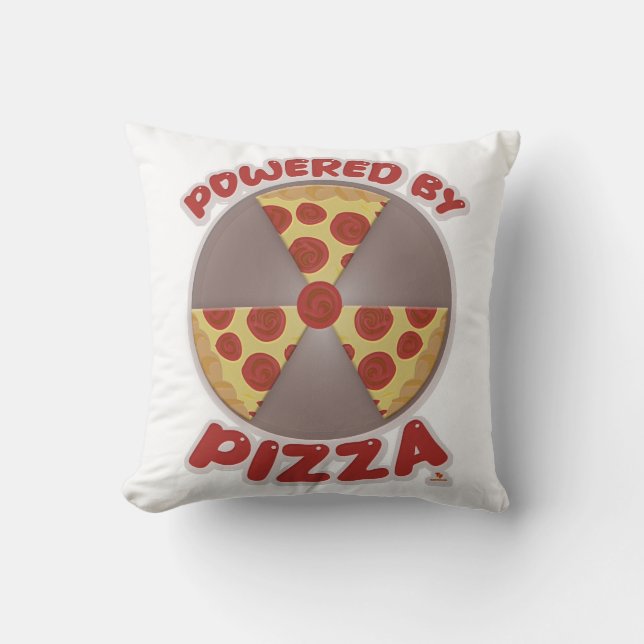 Powered By Pizza Funny Food Time Design Cushion (Front)