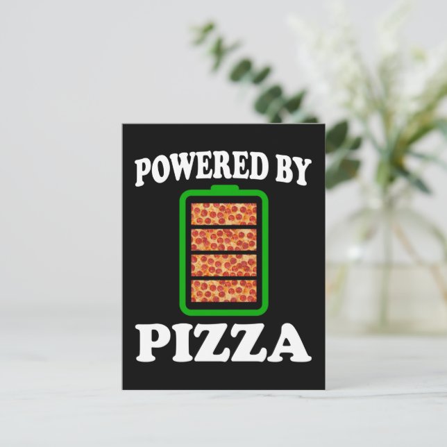  Powered By Pizza - Funny Pizza       Postcard (Standing Front)