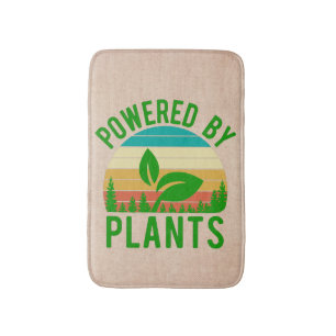 Powered By Plants Funny Green Vegan Vintage Sunset Bath Mat