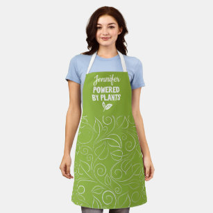 Powered by plants Vegan floral apple green w/ name Apron