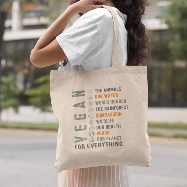Powered by Plants Vegan For Everything Tote Bag (Creator Uploaded)