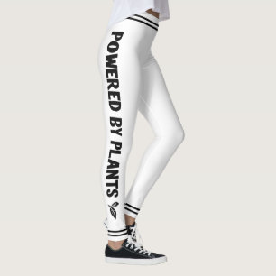 Powered by plants Vegan white black stripe minimal Leggings