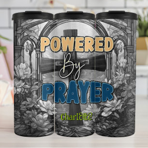 Powered By Prayer Cross Art Thermal Tumbler