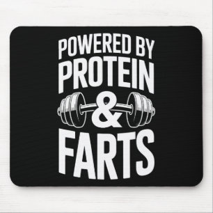 Powered By Protein And Farts Bodybuilding Weightli Mouse Pad