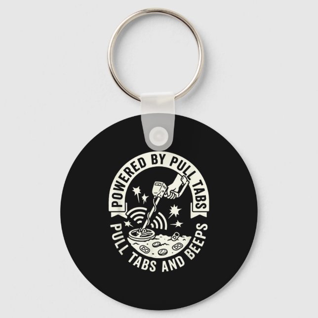 Powered by pull tabs humour joke metals detecting key ring (Front)
