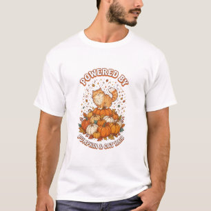 Powered By Pumpkin and Cat Hair Funny Autumn Cat T-Shirt