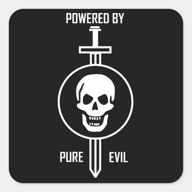 Powered by Pure Evil Square Sticker (Front)