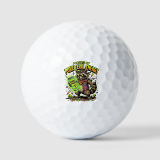 Powered By Pure Feral Energy Funny Racoon Golf Balls