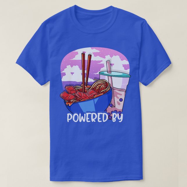 Powered By Ramen Boba Tea Kawaii T-Shirt (Design Front)