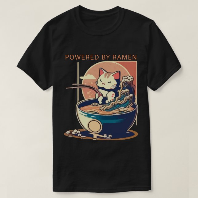 Powered by Ramen Cat T-Shirt (Design Front)