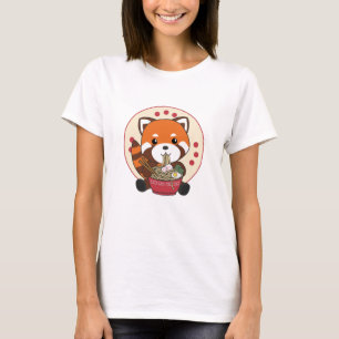 Powered By Ramen Cute Red Panda Eats Ramen Noodles T-Shirt