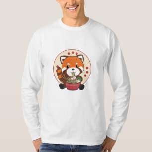 Powered By Ramen Cute Red Panda Eats Ramen Noodles T-Shirt