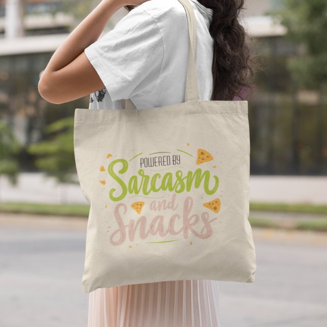 Powered by Sarcasm and Snacks - Fun and Humourous Tote Bag (Creator Uploaded)
