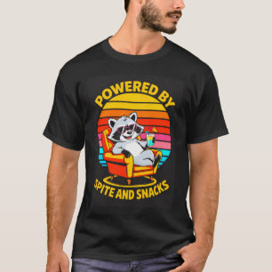 Powered By Spite And Snacks Racoon Humour T-Shirt