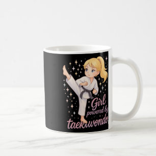 Powered By Taekwondo Girl Blonde Black Belt Tae Kw Coffee Mug
