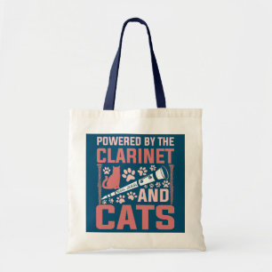 Powered By The Clarinet And Cats Funny Clarinet Tote Bag