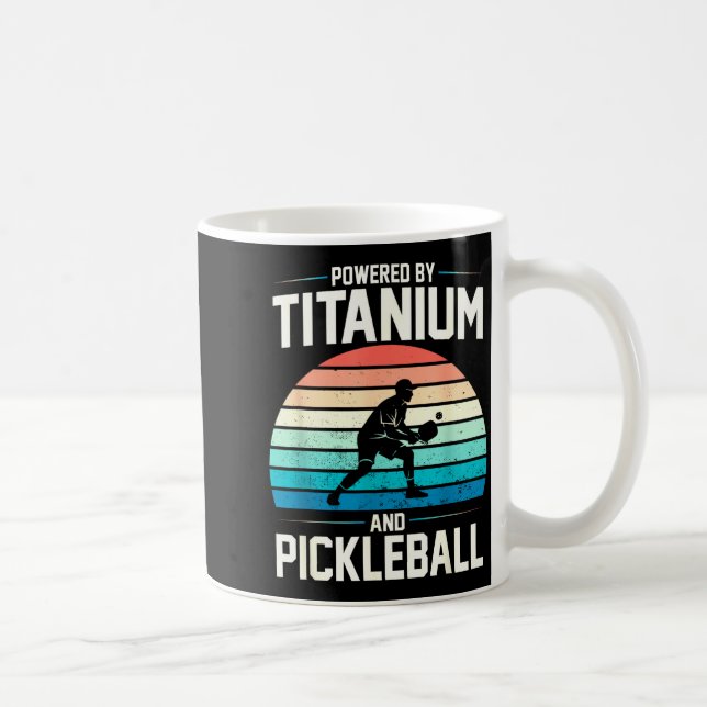 Powered by titanium pickleball funny knee hip coffee mug (Right)