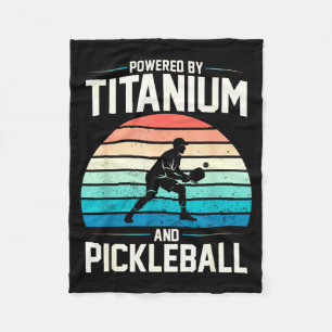 Powered by titanium pickleball funny knee hip fleece blanket