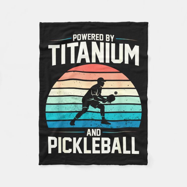 Powered by titanium pickleball funny knee hip fleece blanket (Front)