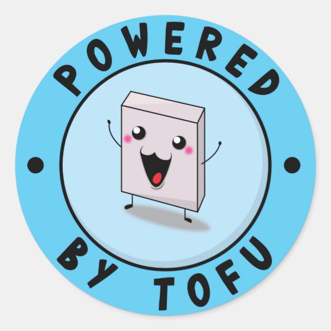 Powered by Tofu Classic Round Sticker (Front)