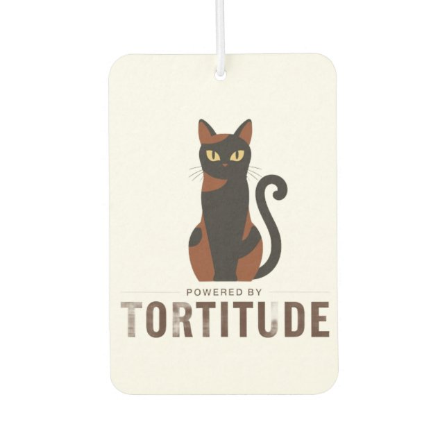 Powered by Tortitude Funny Cat Air Freshener (Front)